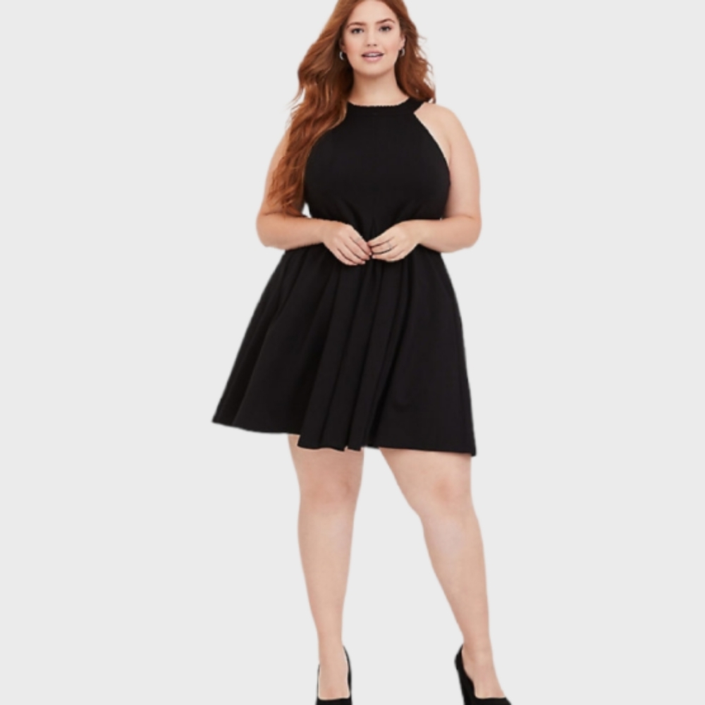 Torrid NWOT high neck fluted premium ponte dress